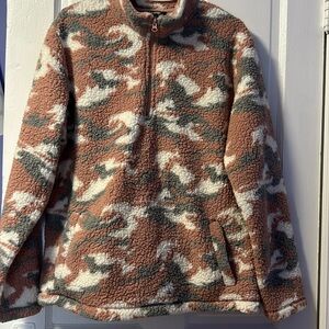 Pink camo half zip sweater